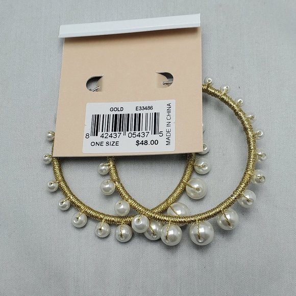 Rebecca Minkoff Morroco Imitation Pearl Hoop Earrings - Picture 3 of 3